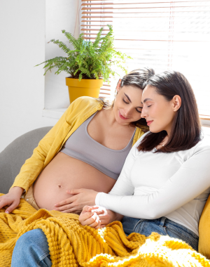 A pregnant woman and her partner